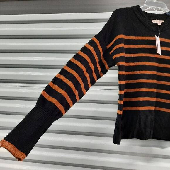 Philosophy Sweater Women's Size XS Black Striped Pullover Cozycore Gorpcore - Picture 2 of 6